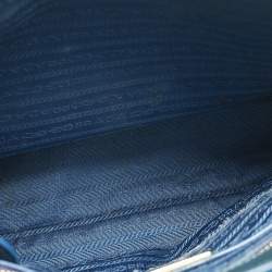 Pre Owned Prada Blue Saffiano Patent Leather Parabole Tote