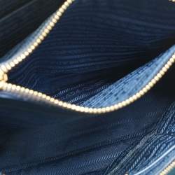 Pre Owned Prada Blue Saffiano Patent Leather Parabole Tote