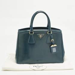 Pre Owned Prada Blue Saffiano Patent Leather Parabole Tote