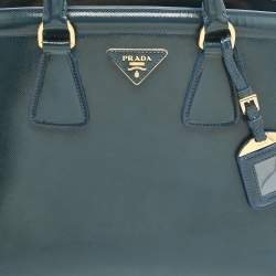 Pre Owned Prada Blue Saffiano Patent Leather Parabole Tote
