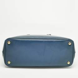 Pre Owned Prada Blue Saffiano Patent Leather Parabole Tote