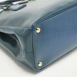 Pre Owned Prada Blue Saffiano Patent Leather Parabole Tote