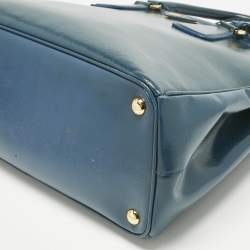 Pre Owned Prada Blue Saffiano Patent Leather Parabole Tote