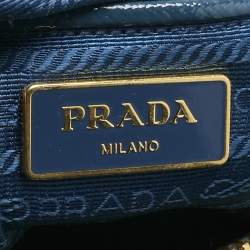 Pre Owned Prada Blue Saffiano Patent Leather Parabole Tote
