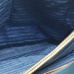 Pre Owned Prada Blue Saffiano Patent Leather Parabole Tote