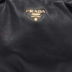 Pre Owned Prada Black Vitello Daino Leather Hobo