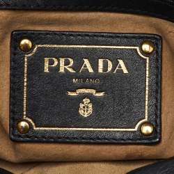 Pre Owned Prada Black Vitello Daino Leather Hobo