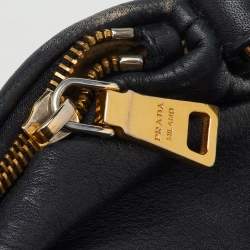 Pre Owned Prada Black Vitello Daino Leather Hobo