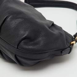 Pre Owned Prada Black Vitello Daino Leather Hobo