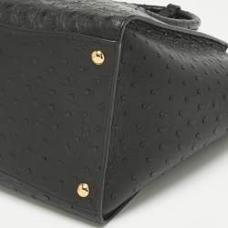 Pre Owned Prada Black Ostrich Twin Pocket Tote