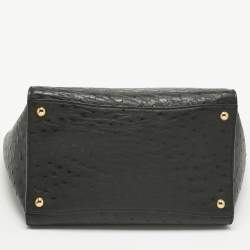 Pre Owned Prada Black Ostrich Twin Pocket Tote