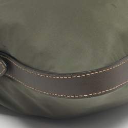 Pre Owned Prada Green/Brown Leather and Nylon Logo Crossbody Bag
