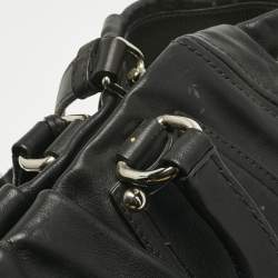 Pre Owned Prada Black Leather Pleated Satchel