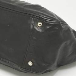 Pre Owned Prada Black Leather Pleated Satchel