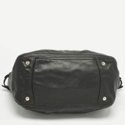 Pre Owned Prada Black Leather Pleated Satchel