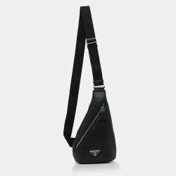 Pre Owned Prada Black Cross Leather Bag