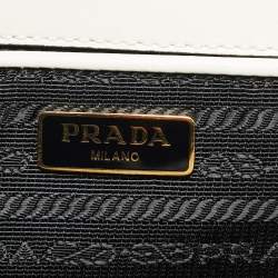 Pre Owned Prada White Saffiano Lux Leather Triangle Logo Envelope Chain Bag