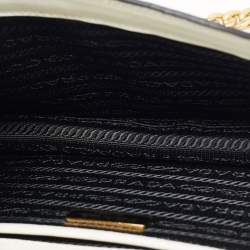 Pre Owned Prada White Saffiano Lux Leather Triangle Logo Envelope Chain Bag