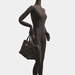 Pre Owned Prada Re-Nylon Medium Padded Black Tote Bag