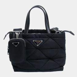 Pre Owned Prada Mini Padded Re-Nylon Tote Bag Black