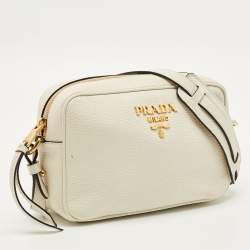 Pre Owned حقيبة كاميرا كروس بودي برادا أبيض جلد فينيكس فيتيلو