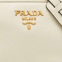 Pre Owned حقيبة كاميرا كروس بودي برادا أبيض جلد فينيكس فيتيلو