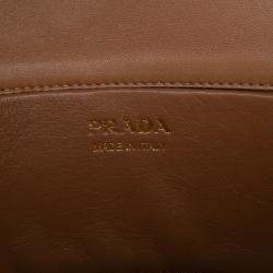 Pre Owned Prada Brown Nappa Stitched Satchel