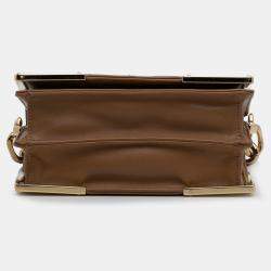 Pre Owned Prada Brown Nappa Stitched Satchel