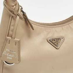 Pre Owned Prada Beige Nylon Re-Edition 2000 Shoulder Bag