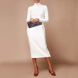 Pre Owned Prada Purple Leather Bow Clutch