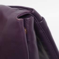 Pre Owned Prada Purple Leather Bow Clutch