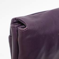 Pre Owned Prada Purple Leather Bow Clutch