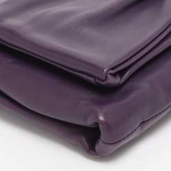 Pre Owned Prada Purple Leather Bow Clutch