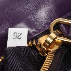 Pre Owned Prada Purple Leather Bow Clutch
