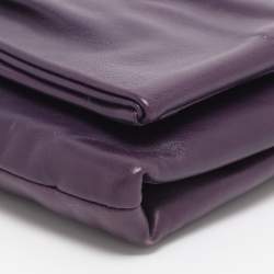 Pre Owned Prada Purple Leather Bow Clutch