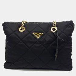 Pre Owned Prada Black Nylon Re-Edition 1995 Re-Nylon Chain Shoulder Bag