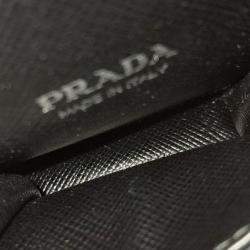 Pre Owned Prada Black Leather Saffiano Earphone Case