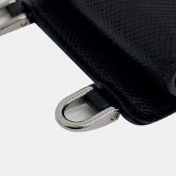 Pre Owned Prada Black Leather Saffiano Earphone Case