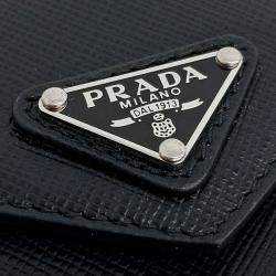 Pre Owned Prada Black Leather Saffiano Earphone Case