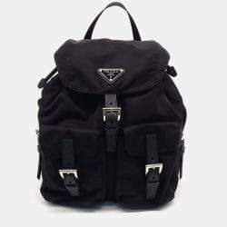 Pre Owned Prada Black Nylon Re-Nylon Two-Pocket Backpack