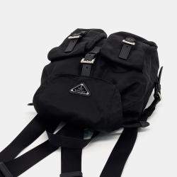 Pre Owned Prada Black Nylon Re-Nylon Two-Pocket Backpack