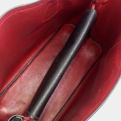 Pre Owned Prada Black Leather Saffiano Double Tote and Shoulder Bag