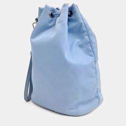 Pre Owned Prada Blue Nylon Re-Nylon Bucket Pouch