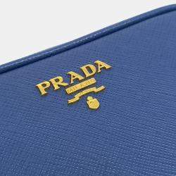 Pre Owned Prada Blue Leather Saffiano Mini Crossbody Bag