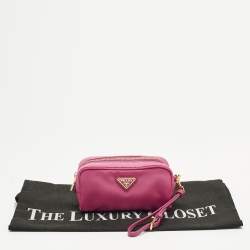 Pre Owned Prada Pink Re-Nylon Small Wristlet Pouch
