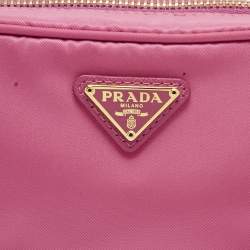 Pre Owned Prada Pink Re-Nylon Small Wristlet Pouch