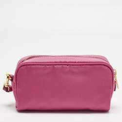Pre Owned Prada Pink Re-Nylon Small Wristlet Pouch