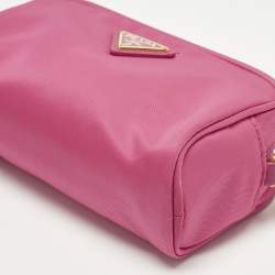 Pre Owned Prada Pink Re-Nylon Small Wristlet Pouch