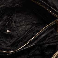 Pre Owned Prada Black Leather and Nylon Gaufre Satchel