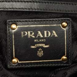 Pre Owned Prada Black Leather and Nylon Gaufre Satchel